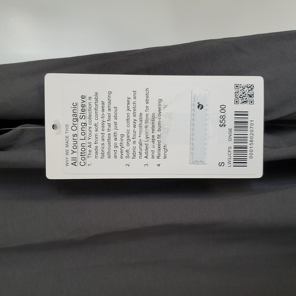 NWT Lululemon All Yours Cotton Long Sleeve Sz S(sz6) ONXY Gray - Picture 2 of 5